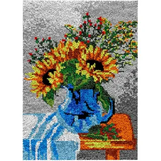 Generisch Knüpfteppich Latch Hook Kit DIY Tapisserie Teppich Zum Selber Knüpfen,Blumen-Serie Knüpfteppich,Teppich Für Kinder Und Erwachsene, Knüpfhaken Set Mit Vordruck 50x38cm (Teppich9,50 * 38cm)