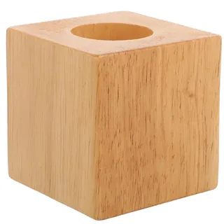 HOODANCOS Tischlampe Holzsockel Lampenfuß aus Gummibaum Holz Quadratischer Tischlampenfuß für DIY Schreibtischlampe Rustikaler Lampenhalter für Wohnzimmer Schlafzimmer Büro