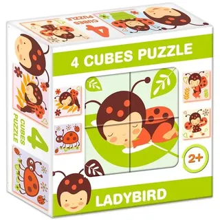 Puzzle-Mix mit Würfeln, 4 Teile - Marienkäfer