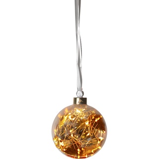 EGLO LED Weihnachtskugel für Innen, beleuchtete Glaskugel zum Aufhängen, Leuchtkugel Amber zum Hängen, Deko Wohnzimmer, warmweiß, Strom-Betrieb, 3m Kabellänge, Ø 10 cm