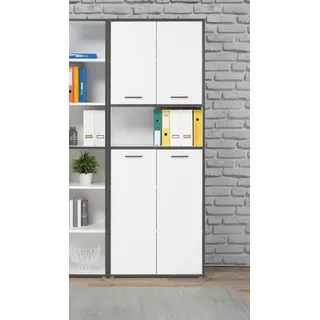 Forte Keflav Aktenregal 84,5 x 41,5 x 226,4 cm grau/weiß