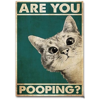 Bilder Toilette Katze Bild Poster Are You Pooping, Paintings On Canvas Lustiger Spruch Funny Cat Picture Wall Art Poster & Print Badezimmer Wc Toilette Gästebad Gäste-Klo Deko (Size : 30 * 40cm)