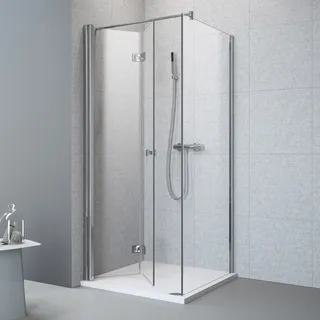 Megabad Planplus Drehfalttür mit Seitenwand 90 x 90 x 195 cm, Anschlag links, Duschkabinen,