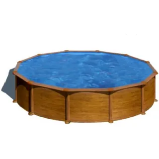 Gre Stahlwandpool Mauritius Ø 550 x 132 cm Holzdekor
