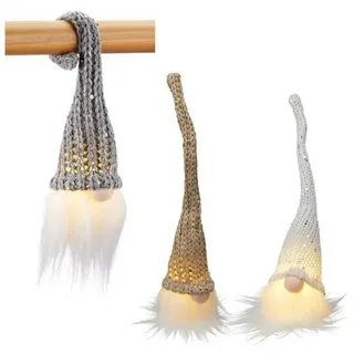 Macosa Home LED Dekofigur Weihnachtswichtel 3er Set Dekowichtel Dekofigur Figur, LED fest integriert, Weihnachtsmann Wichtel modern Weinachten