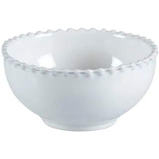 Costa Nova Müsli- und Suppenschüssel Pearl: Steinzeug-Schale mit glänzender Glasur, Handbemalter Rand, Spülmaschinen-, Mikrowellen-, Ofen- & Gefrierfest, Stapelbar, Handveredelt, Weiß, Ø 16,5 cm