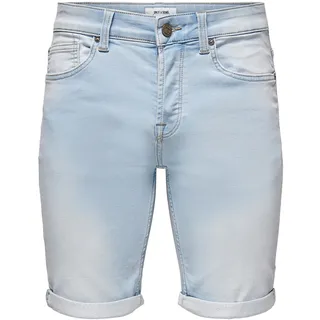 Only & Sons Herren Jeans Short ONSPLY BLUE JOG SHORTS PK8587- Regular Fit Regular Fit Blau 22018587 Normaler Bund M