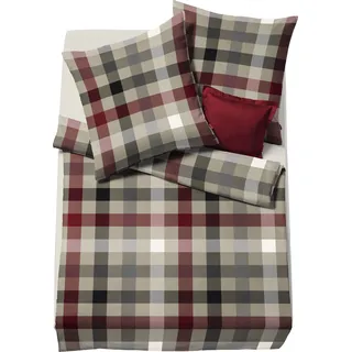 FLEURESSE Lech 3742 kariert Flanell Beige 200 x 220 cm + 2 x 80 x 80 cm