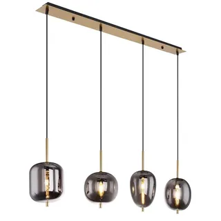 LED Hängeleuchte BLACKY I, Messing, Glas, 4-flammig, E14, H 120 cm - Gold