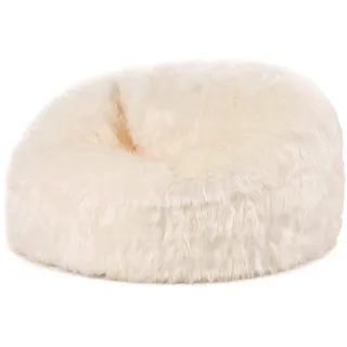 I.C.O.N. Icon Kenai Klassiker Kunstfell Sitzsack, Creme, Sitzsack Erwachsene mit Füllung, Bean Bag, Flauschig Sessel, Lounge Sessel, Lounge Stuhl, Schlafzimmer, Wohnzimmer, Wohnzimmer Möbel