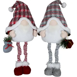 Brandsseller Weihnachtswichtel 50 cm mit LED, Paar | Skandinavische Figuren, Detailreiche Gnome, Dekorative Winterdeko, Für Tisch, Fenster & Wohnzimmer