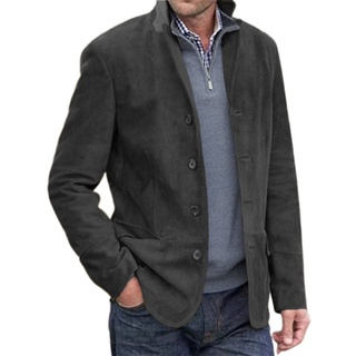 Herren Outdoorjacken Reverskragen Outwear Casual Mantel Langarm Business Jacke Dunkel Grau,Größe 3XL