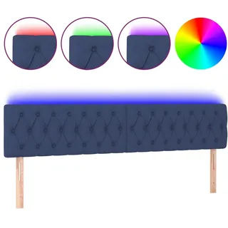 vidaXL LED Kopfteil Blau 180x7x78/88 cm Stoff