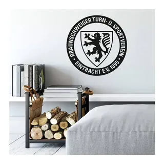 Eintracht Braunschweig Wandtattoo Fußball Wandsticker EV 1895 Schriftzug Löwe Aufkleber, Wandbild selbstklebend, entfernbar schwarz 30 cm x 30 cm