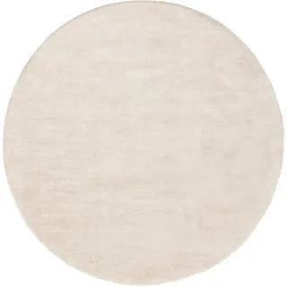 benuta pure Viskoseteppich, Nova Cream ø 120 cm - Moderner Kurzflor-Teppich für Wohnzimmer