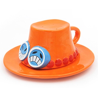 Roffatide Anime One Piece Kaffeetassen Portgas-D- Ace Hat Keramik Kaffee Tee Milch Tasse Büro Tasse Geschenk oder Souvenir für Weihnachten Geburtstag