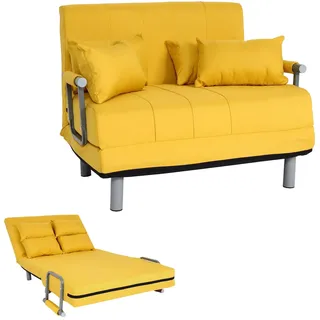 Schlafsessel MCW-K29, Klappsessel Schlafsofa Gästebett Relaxsessel, Liegefläche 186x97cm ~ Stoff/Textil gelb