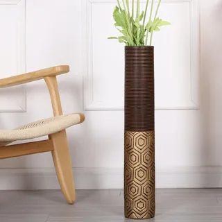 Leewadee Große Bodenvase 65 cm - Hohe Polyresin Dekovase für Pampasgras, Trocken- & Frischblumen