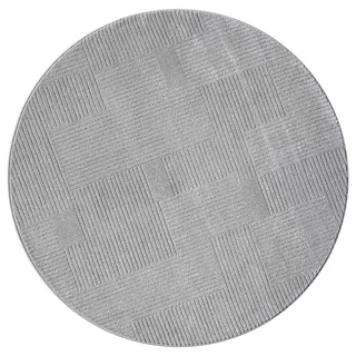 Carpet City Teppich Kurzflor Wohnzimmer - Grau, - 160 cm, Rund, - Geometrisch, Gestreift, - 3D-Effekt - Moderne Teppiche Flachflor Schlafzimmer, Esszimmer
