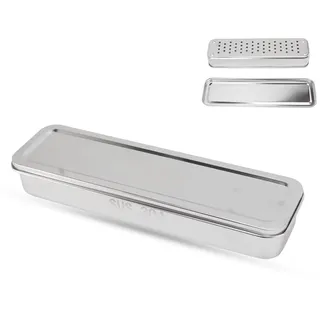 Bestecktablett Mit Deckel, Besteckkasten Edelstahl, Organizer Küche, Essstäbchen, Abfluss, Aufbewahrungsbox, Besteck Und Utensilien, Schubladen-Organizer, Geschirr-Aufbewahrungs-Organizer(Silber)