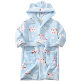IQYU BademäNtel FüR MäDchen Jungen Bademantel Kinder Flauschig Mit Kapuze Morgenmantel Flauschiger Saunamantel Warm Kinderbademantel Winter Fleece-Hausmantel NachtwäSche - 140