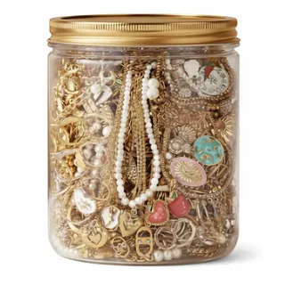 Grtheenumb Mystery-Schmuckglas | Gold-Mystery-Schmuckglas-Set |.10-teiliges Set, verschiedene goldfarbene Ohrringe, Ringe, Halsketten, Geschenkverpackung für Frauen