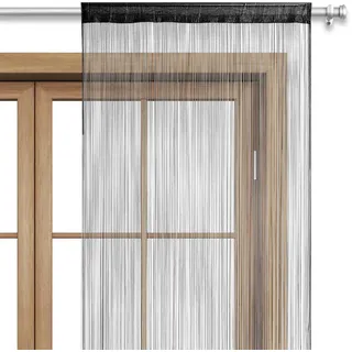 Wometo Fadenvorhang Stangendurchzug 90 x 245 cm Schwarz 1 St