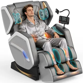 YONISEE Massagesessel, Ganzkörper-Massagesessel mit 14 Massagepunkten | Heizfunktion, 8 Airbags, Bluetooth-Lautsprecher, Touch-Fernbedienung, Fußmassage, Handyhalterung, Zero Gravity