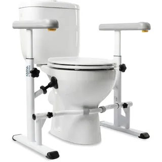 KMINA Aufstehhilfe Toilette höhenverstellbar, robustes WC Toilettengestell ohne Bohren, Haltegriffe für Senioren, Toilettensitzerhöhung mit Armlehnen, Toilettenstützgestell für Behinderte