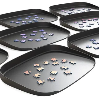 Puzzlup Stapelbare Puzzle Sortierschalen mit Box Anzeige auf Deckel – Set aus 6 Schalen – Bis zu 1500 Teile – Premium Puzzle Sortierer mit Offene Kanten Design