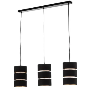 Lindby Pendelleuchte in schwarz, gold, Hängelampe | Hängeleuchte E27, 3 Flammig, Skandinavisch, aus Stoff, Textil für Wohnzimmer, Esszimmer, Schlafzimmer