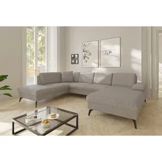 sit&more Wohnlandschaft Morris Jubi U-Form, B: 300 cm, Armteilverstellung, optional mit Bettfunktion, 1 Zierkissen, komfortable Sitzhöhe 44 cm beige