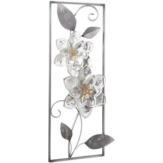 Ambia Home Wanddeko, Silber, Weiß, Gold, Metall, 28.6x74.3x5.1 cm, rostfrei, Dekoration, Skulpturen & Dekoobjekte, Wanddeko