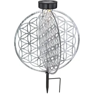 ETC Shop Solarleuchte Metall DxH 30 x 41 cm 1x LED warmweiß silber-antik