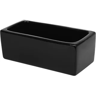 Keramik Übertopf rechteckig Pflanztrog Blumentopf Rinnen 24,5 x 12,5 x 9,5 cm schwarz glänzend