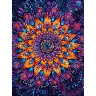 MOMAKA 5D Diamond Painting Kits Mandala-Blume,für Erwachsene, DIY Diamant Malerei Full Drill Set Blume, Runde Diamant Arts Craft Cross Stickerei Malerei Kits für die Home Wanddekoration 30x40cm-6