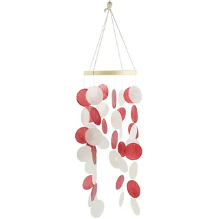 SWECOMZE Feng Shui Mobile Muschel buntes Windspiel Perlmutt Fensterschmuck, für Fenster, Wand, Zimmer, Terrasse und Balkon (Rot)
