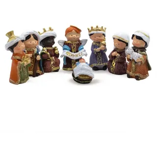 Spetebo Weihnachts Krippenfiguren Set aus Kunststein handbemalt 8 cm 8-teilig | Polyresin, detailliert bemalt, Weihnachtskrippe, Tischdeko, Advent Zubehör