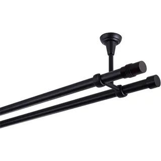 MDEKOR Vorhangstange Zylinder 2-läufig Ø 19 mm 180 cm Schwarz