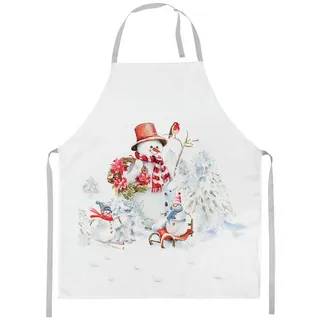Ambiente® Kochschürze Sporty snowmen, (1-tlg., 1-teilig), Küchenschürze Nackenband ca.70x85cm Baumwolle rot
