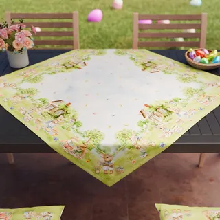 PETTI Artigiani Italiani - Ostertischdecke 90 x 90 cm aus schmutzabweisender Mikrofaser, elegant und waschbar, Mittelstück für Ostern, raffinierte Dekoration, 100 % Made in Italy