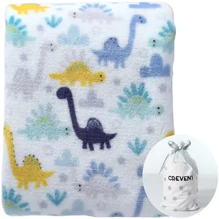 CREVENT 75cmX100cm Gemütliche Flauschige warme Fleece Baby Krippe Decke für Jungen Kleinkind Krippe Cot Kinderwagen (Dinosaurier)