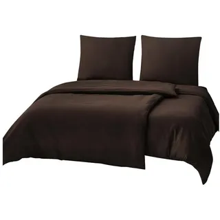 luxuskollektion Bettgarnitur Braun Polyester 135 x 200 cm + 2 x 80 x 80 cm