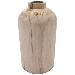 Spetebo Dekovase Design Holz Blumen Vase natur - 21 cm (Packung, 1 St., 1 Vase), Deko Holzvase Flasche naturbelassen beige Ø 11,5 cm x 21 cm