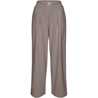 Schlupfhose LASCANA "aus bügelfreier Ware mit weitem Bein", Damen, Gr. 40, N-Gr, taupe, Crêpe, Obermaterial: 95% Polyester, 5% Elasthan, unifarben, figurumspielend lang, Hosen Schlupfhose, Sommerhose, sommerlich elegant, Business chic, Topseller