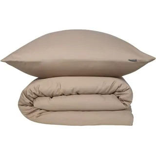 SCHIESSER Ella Unifarben Baumwollsatin Cappuccino 135 x 200 cm + 80 x 80 cm