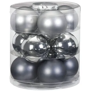 Magic Weihnachtskugeln Glas 8cm 12 STK. Christbaumkugeln (Hazy Grey - Grau)