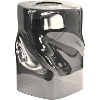 Moderne Glasvase aus Rauchglas E27 – 14,5 cm Dekovase mit organischer Form – Designer Blumenvase für Trockenblumen & frische Blumen – Elegante Tischdekoration für Wohnzimmer, Esszimmer & Büro (KL-SK1)