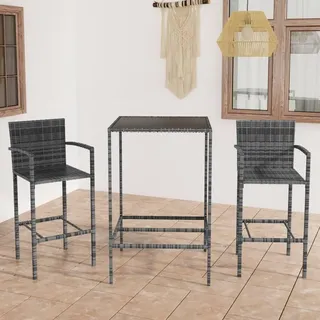 vidaXL Gartenbar-Set 3-tlg. Grau