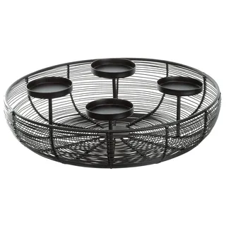 Brandsseller Adventskranz Metall Schwarz Ø 36,5 cm – Moderner Kerzenhalter für 4 Stumpenkerzen, Runder Weihnachtskranz, Tischdeko & Zeitloses Design für Weihnachten